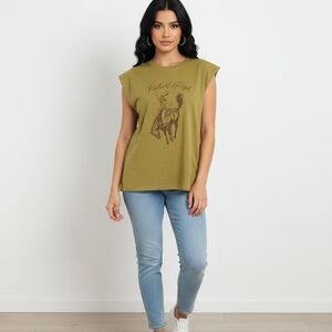 Forever 21 Olive Graphic Muscle Tee